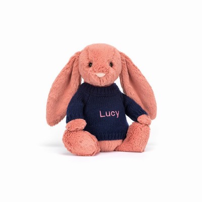 Jellycat Bashful Sorrel Bunny with Navy Jumper UK | 50943ZQPY